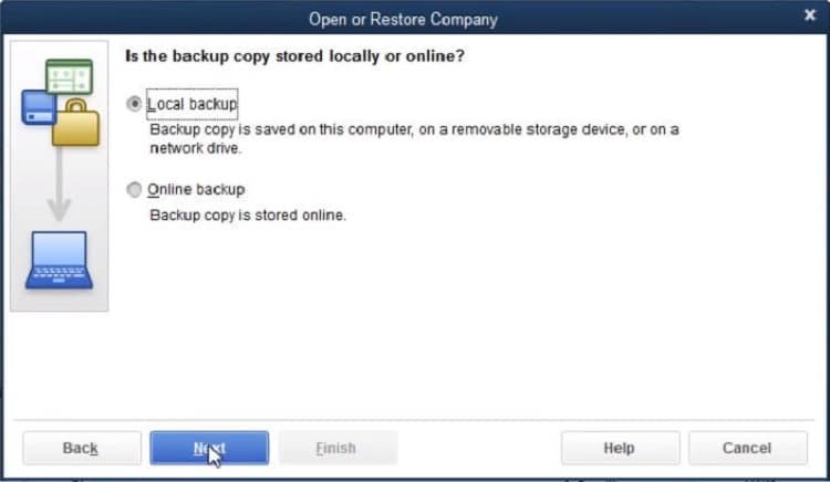 Choose the Local Backup - Screenshot