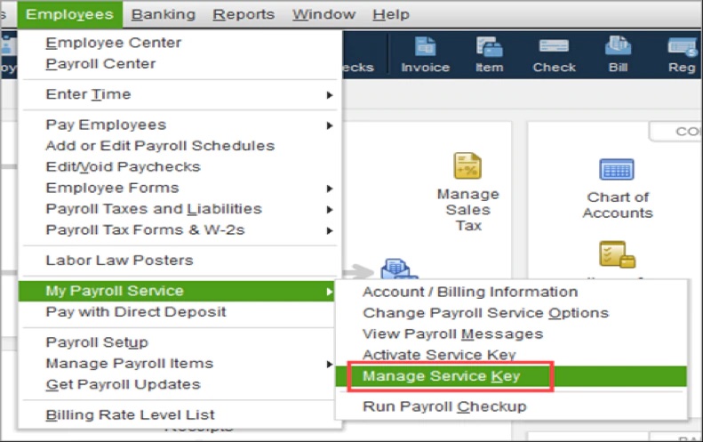 Verify that the service key - Screenshot Image